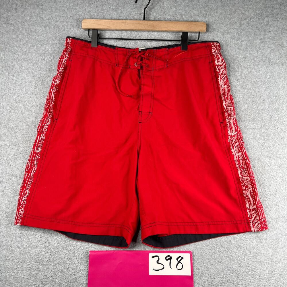 Speedo Swim Trunks Mens Large Red Draw String Lined Bathing Suit